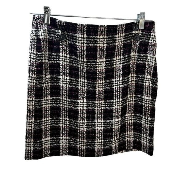 NEW‎ Plaid Tweed Mini Skirt with Side Zip Size 4 - Picture 1 of 5